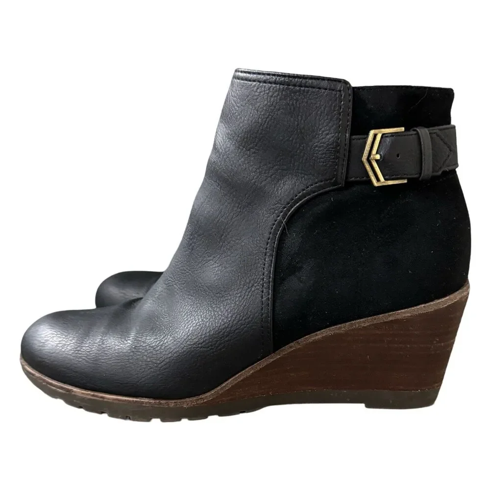 Dr. Scholls Boots Womens 9 Black Noelle Wedge Casual Ankle Booties Casual Office